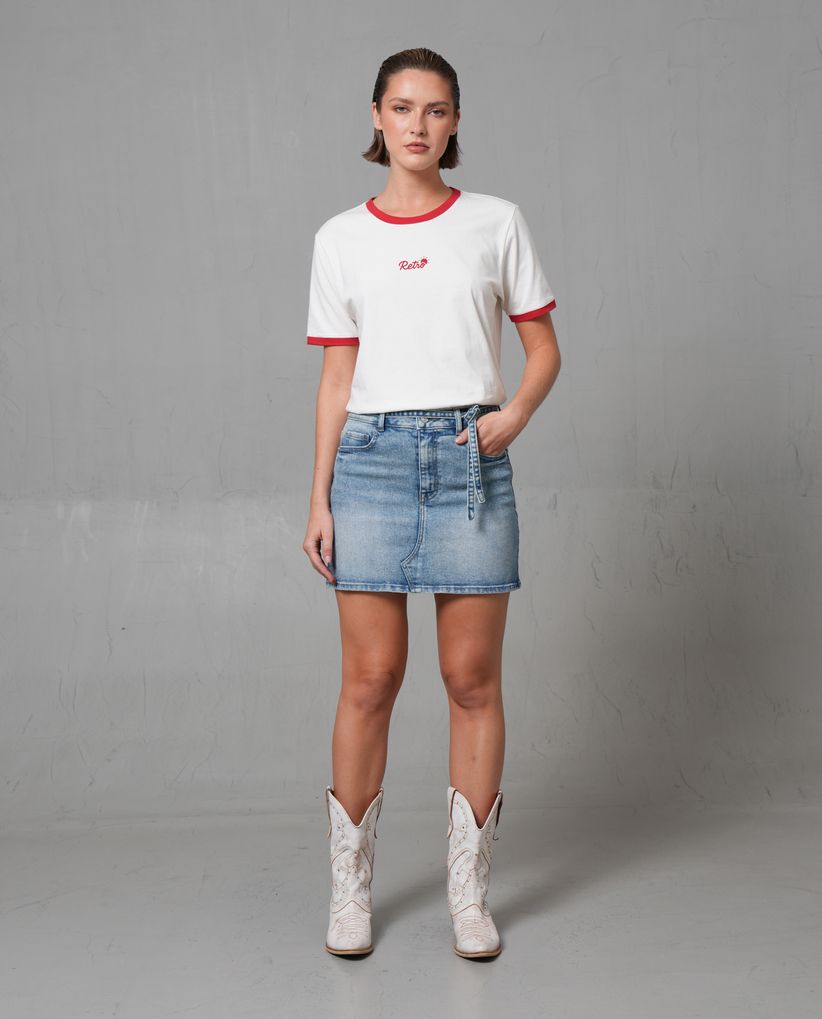 Falda corta con cinco bolsillos para mujer