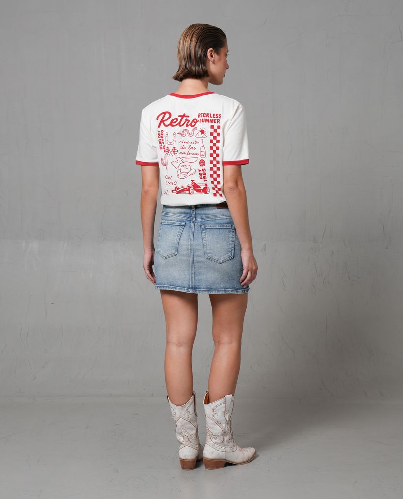 Falda corta con cinco bolsillos para mujer