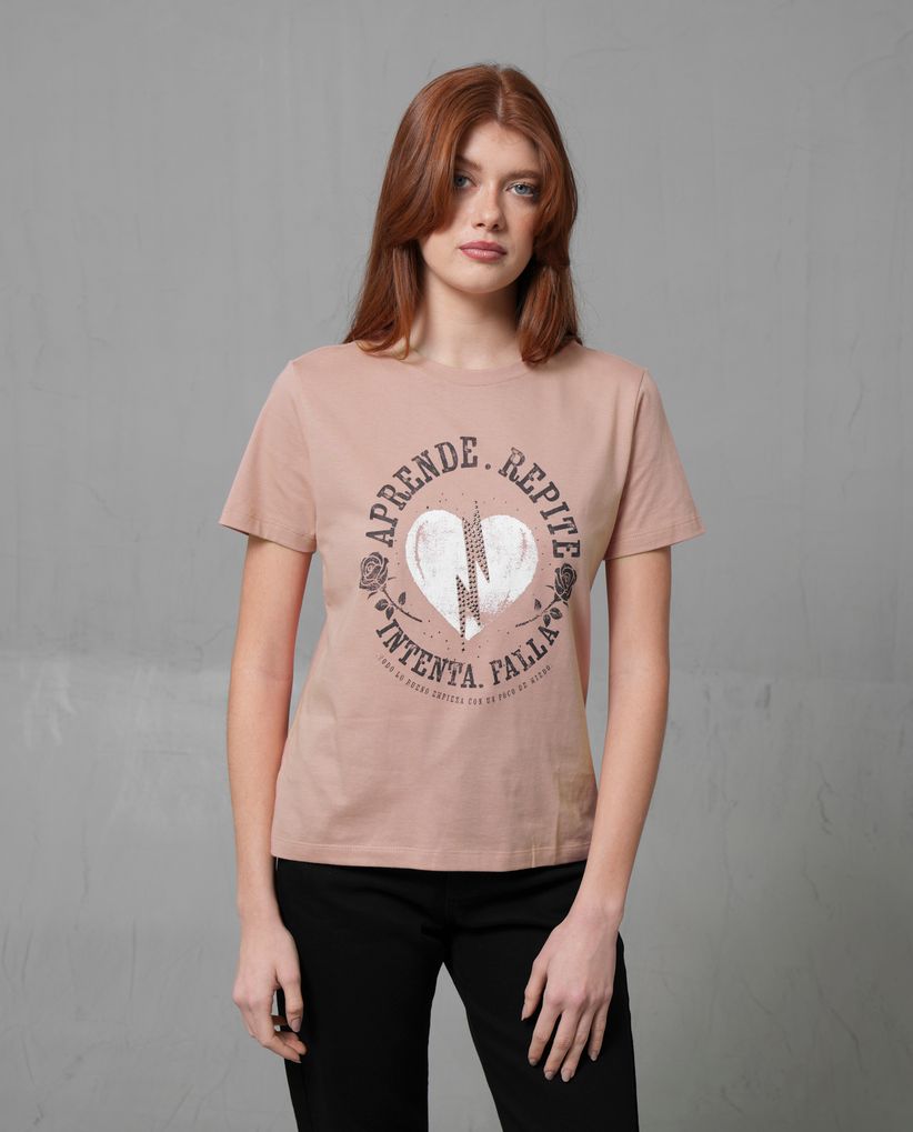 Camiseta con estampado en frente para mujer