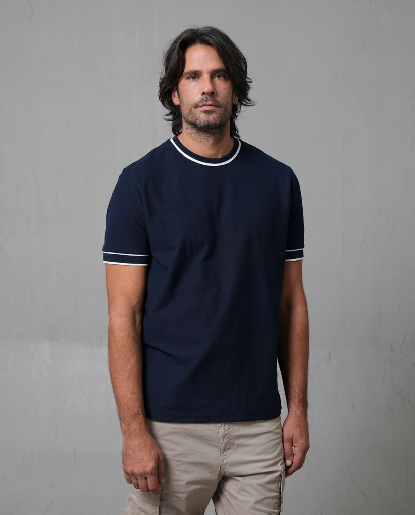 Camiseta cuello redondo texturizada para hombre