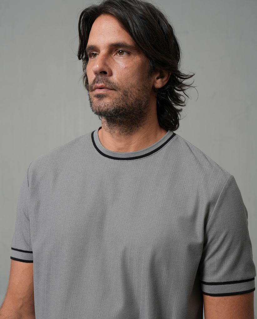 Camiseta cuello redondo texturizada para hombre