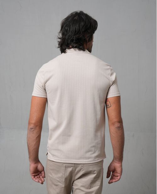 Polo con cuello tejido y cierre para hombre