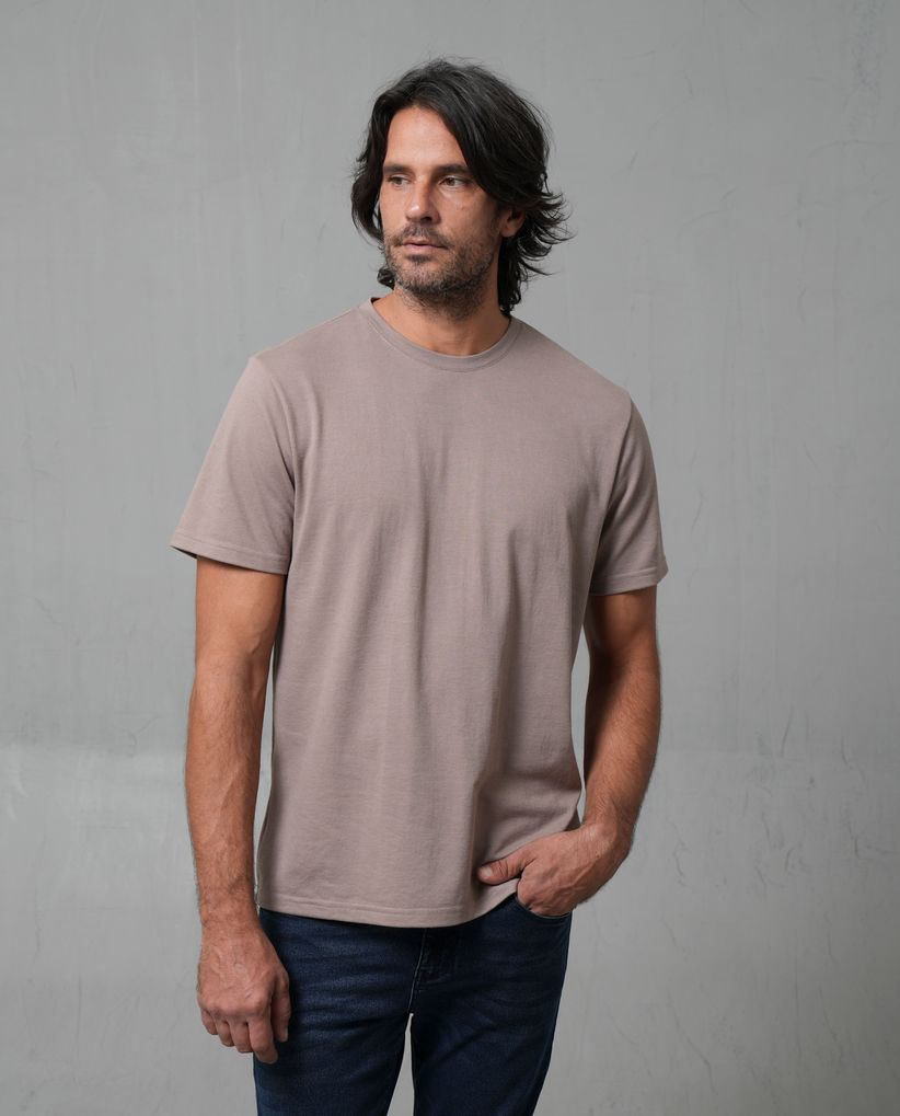 Camiseta tejida con cuello redondo para hombre