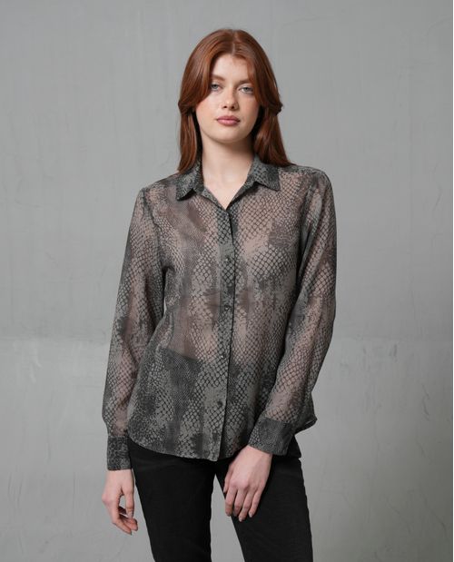 Camisa manga larga Full Print para mujer