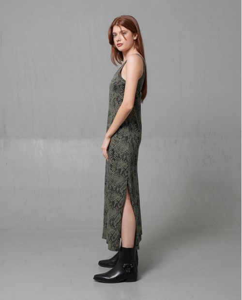 Vestido largo con estampado full print para mujer