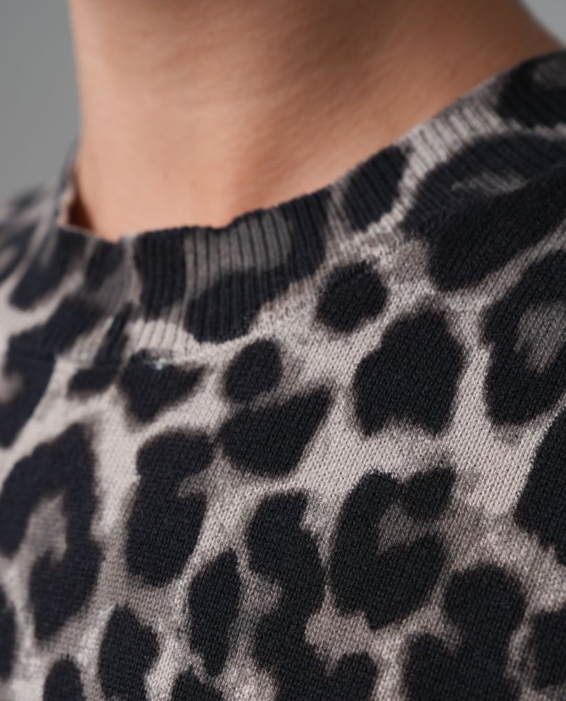 Chaleco tejido con estampado animal print para mujer