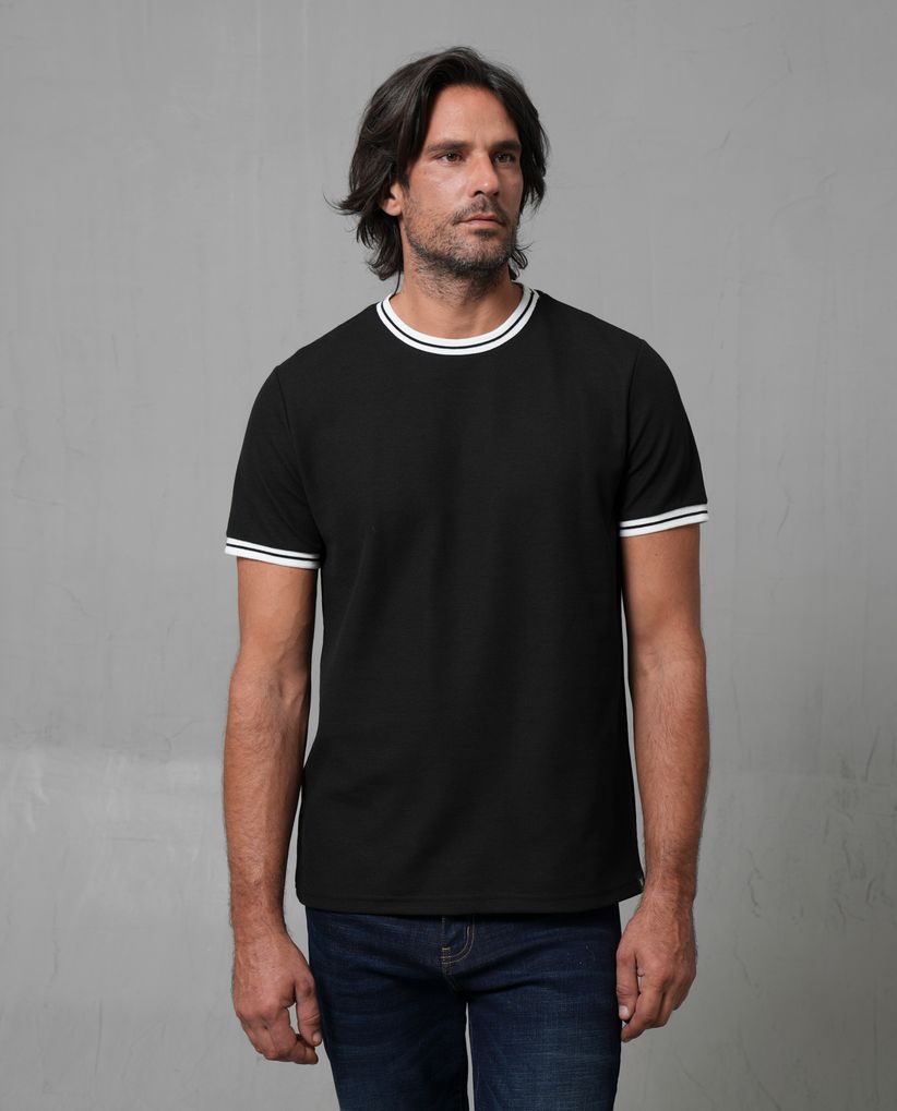 Camiseta texturizada con cuello redondo para hombre