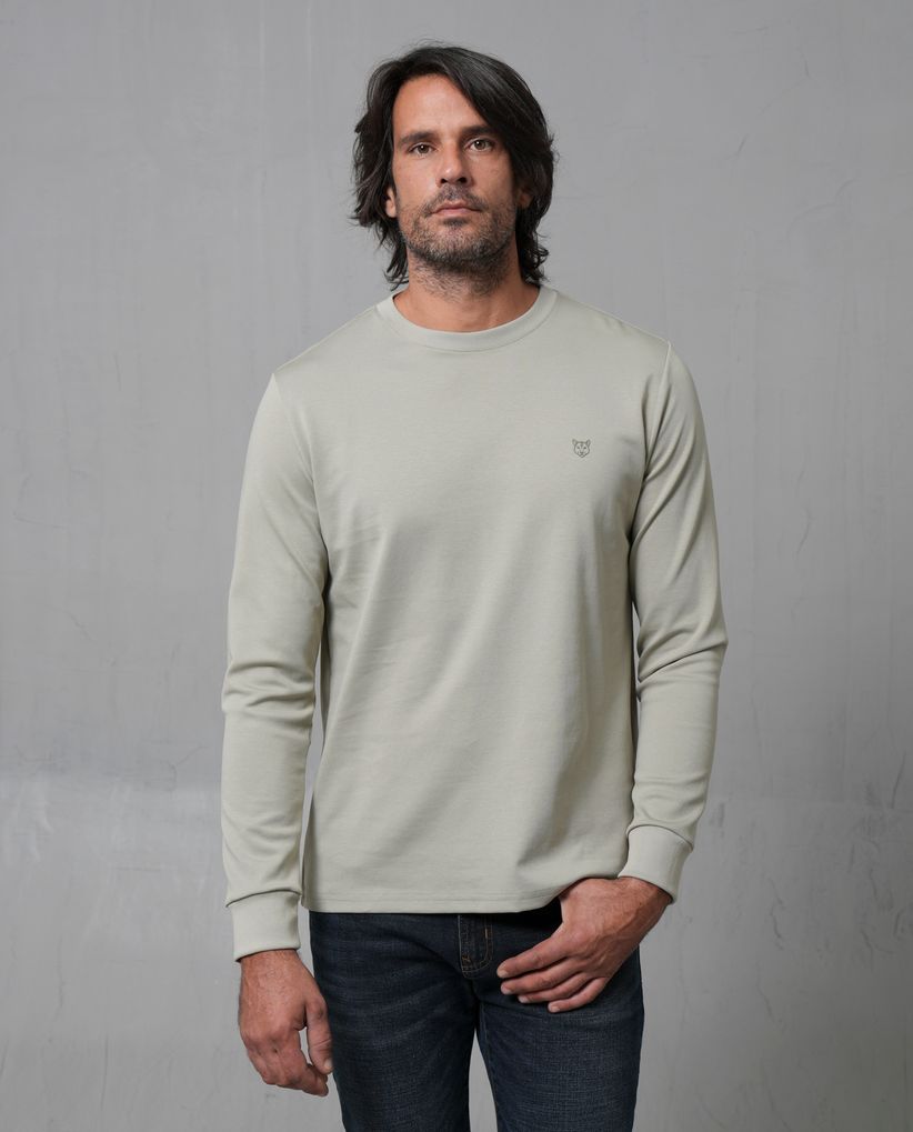 Camiseta manga larga con estampado en punto corazón para hombre