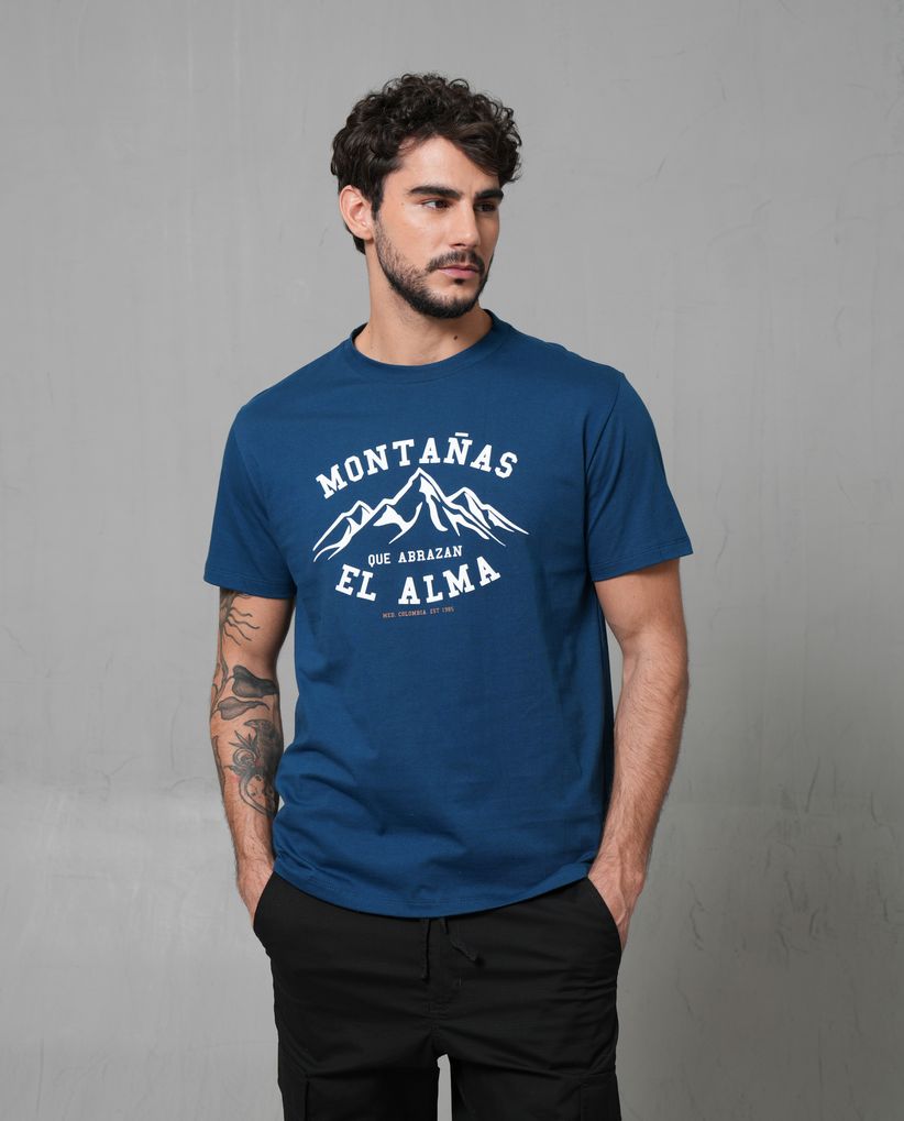 Camiseta con estampado en frente para hombre