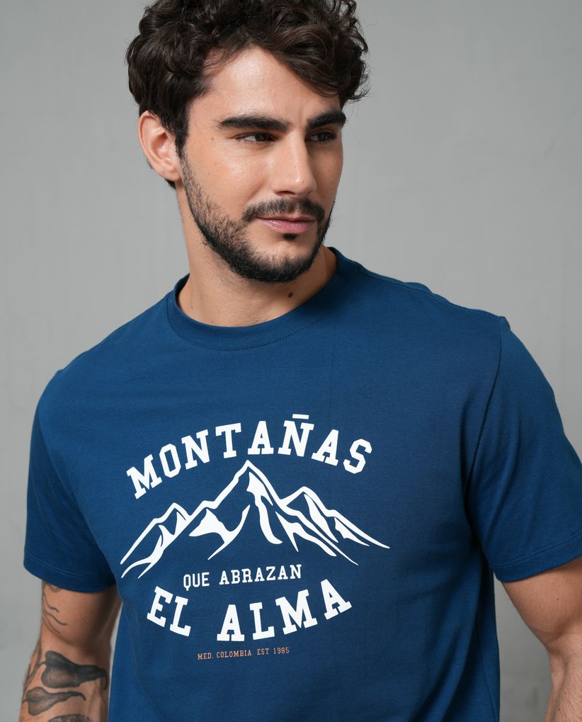 Camiseta con estampado en frente para hombre