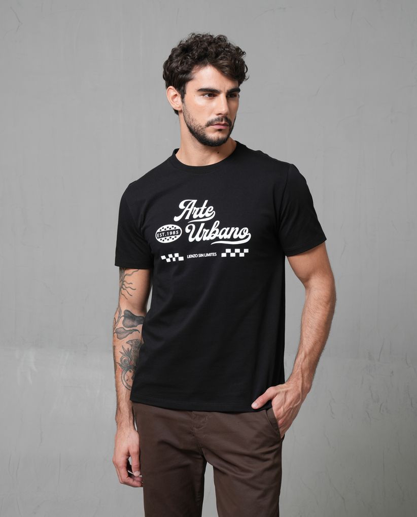 Camiseta con estampado en frente para hombre