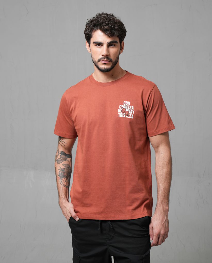 Camiseta con estampado en punto corazón para hombre