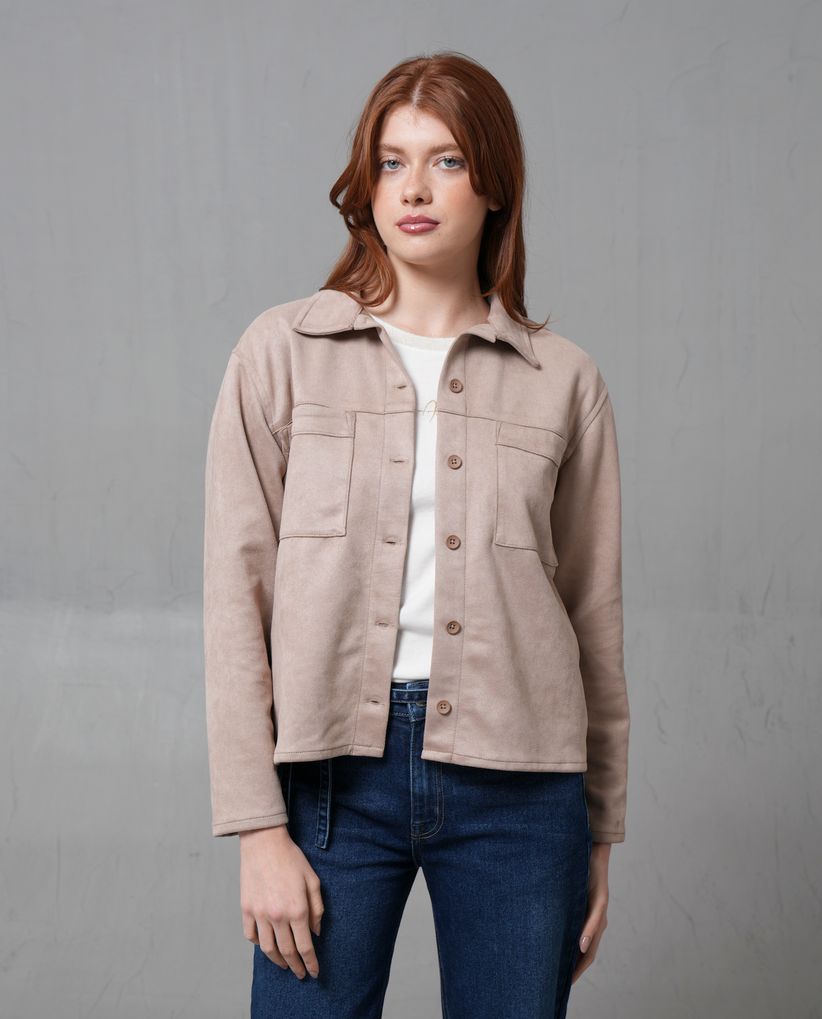 Chaqueta con cuello camisero para mujer