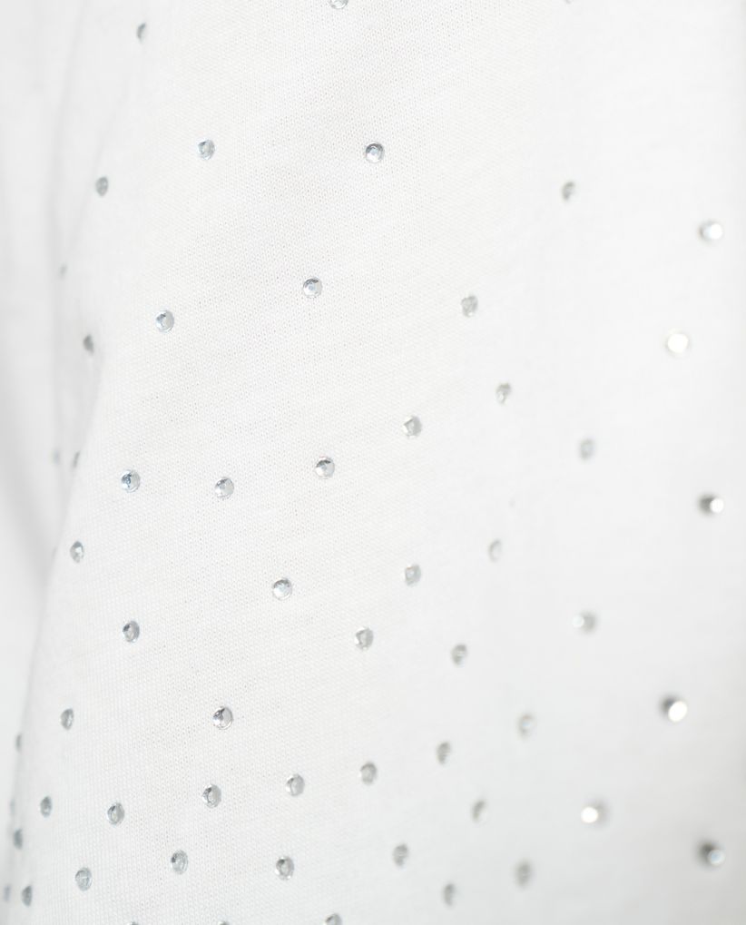 Camiseta manga amplia con detalles en piedras para mujer