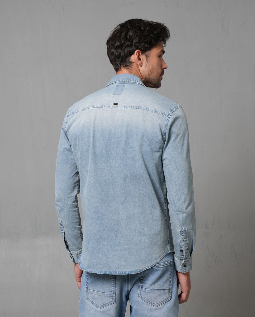Camisa manga larga en denim para hombre