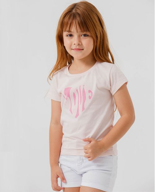 Camiseta estampada de corazón para niña