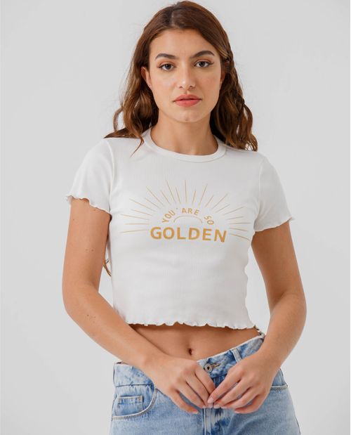 Camiseta crop top estampada para mujer