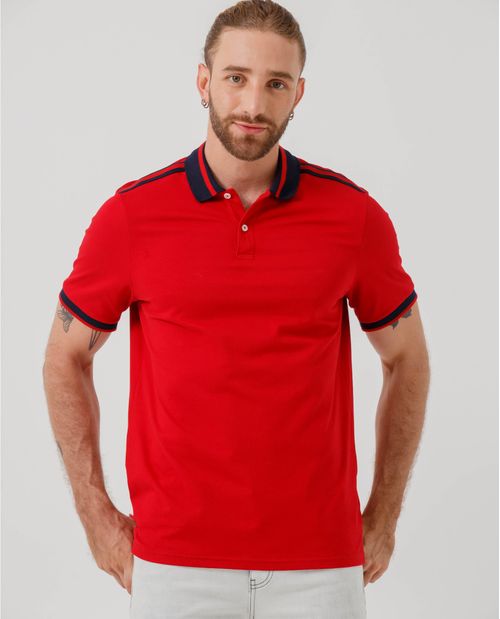Polo con líneas en contraste en el hombro para hombre