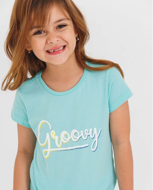 Camiseta de niña con estampado cursivo en frente