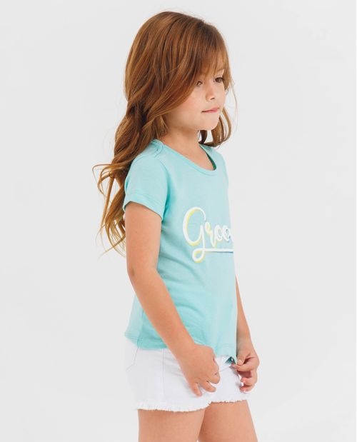 Camiseta de niña con estampado cursivo en frente