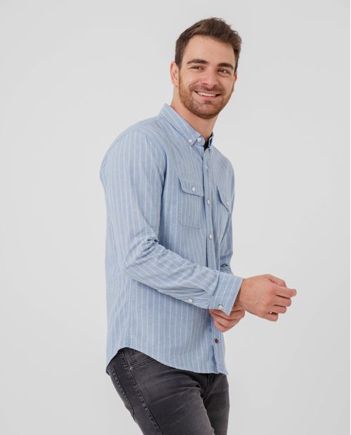 Camisa manga larga con bolsillos para hombre