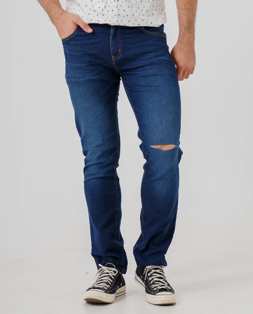 Jean Straight en azul medio para hombre