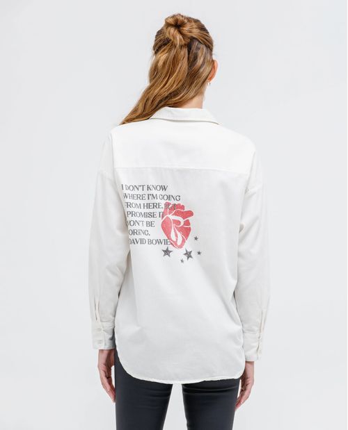 Camisa con estampado y bordado para mujer