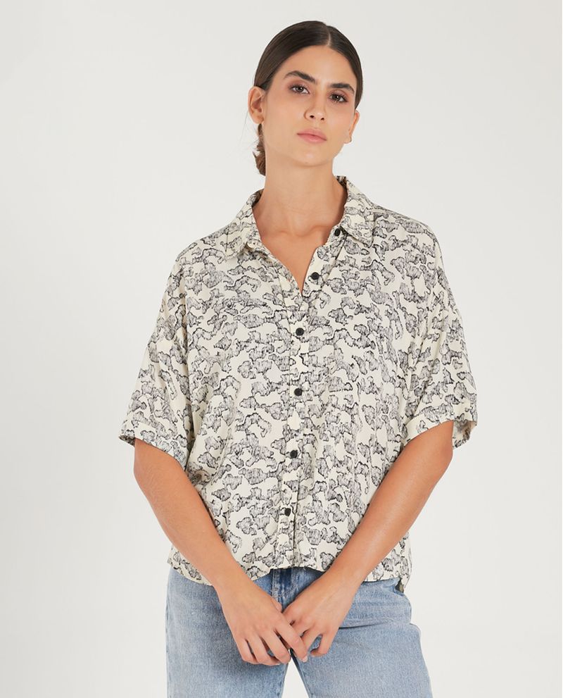 Camisa manga corta online estampada mujer