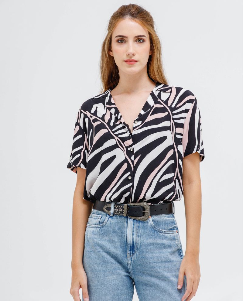 Camisa manga discount corta estampada mujer