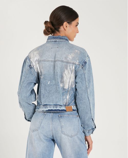 Chaqueta en denim con brillo para mujer