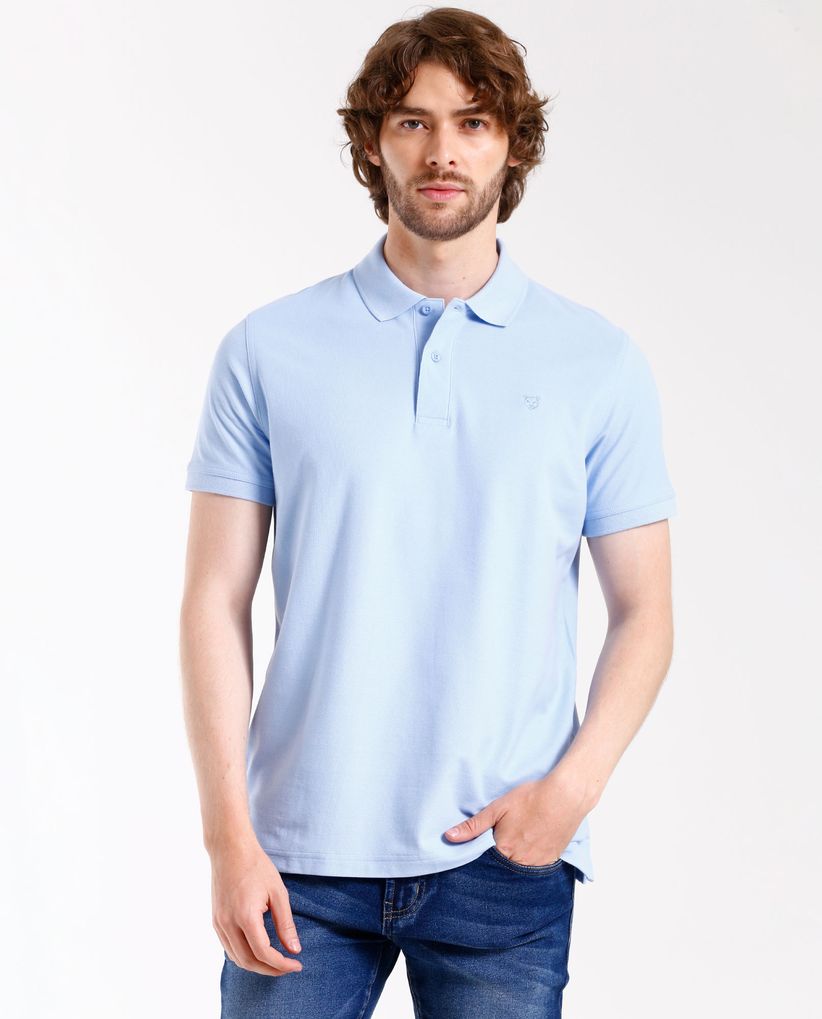 Polo con cuello tejido para hombre