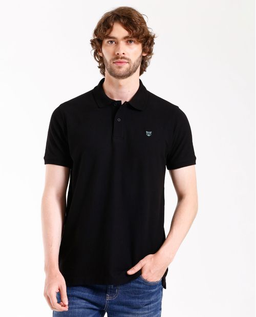 Polo con cuello tejido para hombre