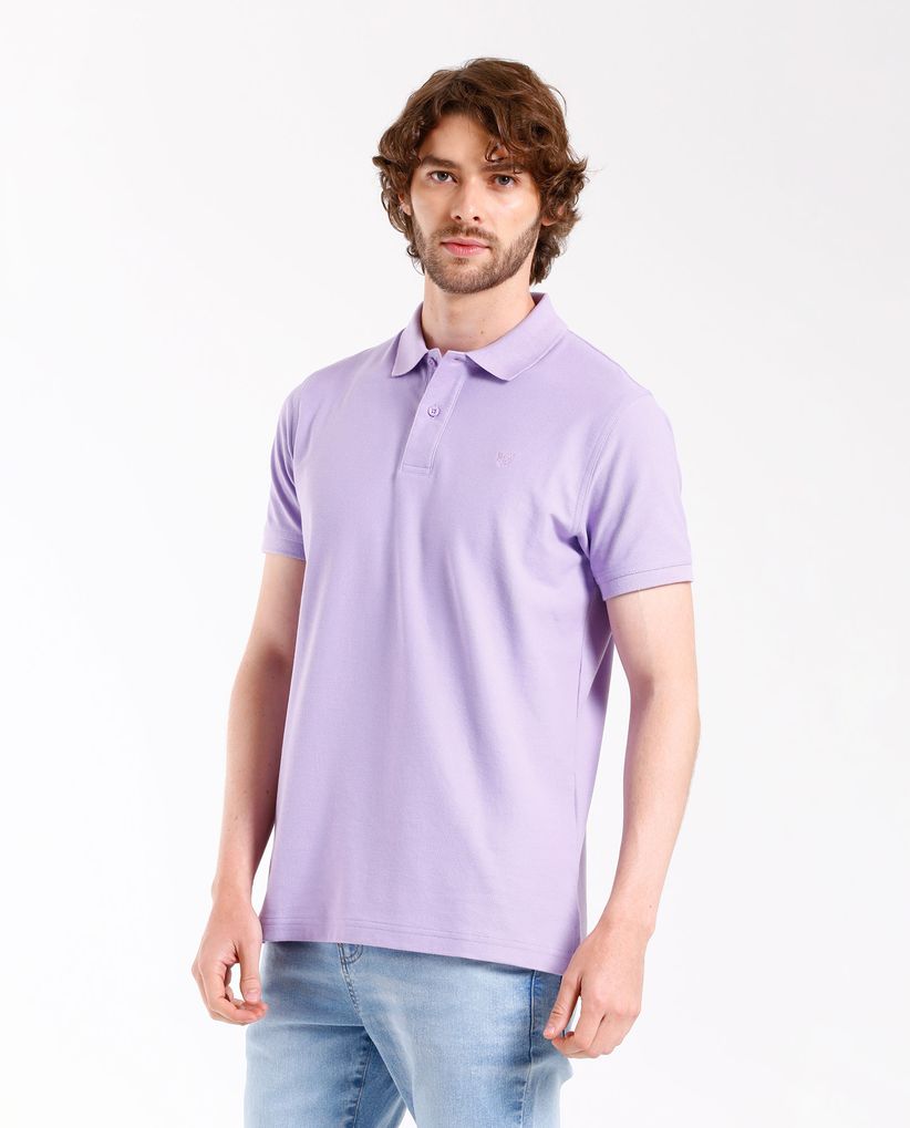 Polo con cuello tejido para hombre