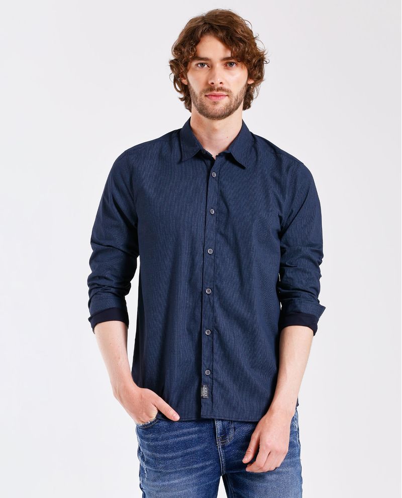 Camisa manga discount larga gris hombre