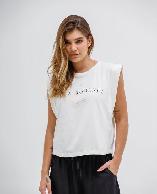 Camiseta estampada en frente para mujer