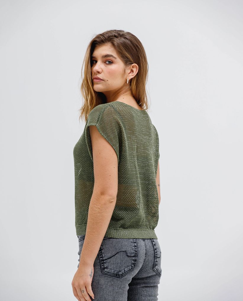 Camiseta manga sisa para mujer