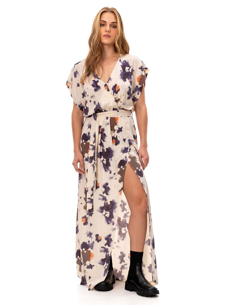 Vestido largo con cinturón para mujer