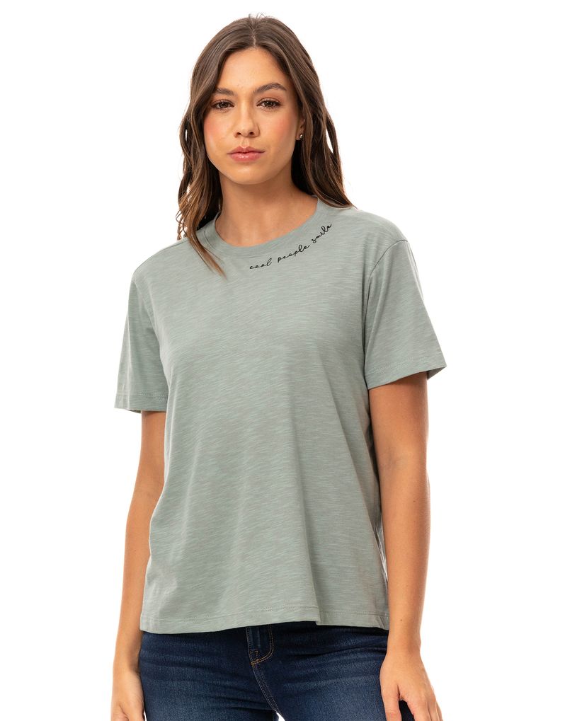 Camiseta con detalle bordado para mujer