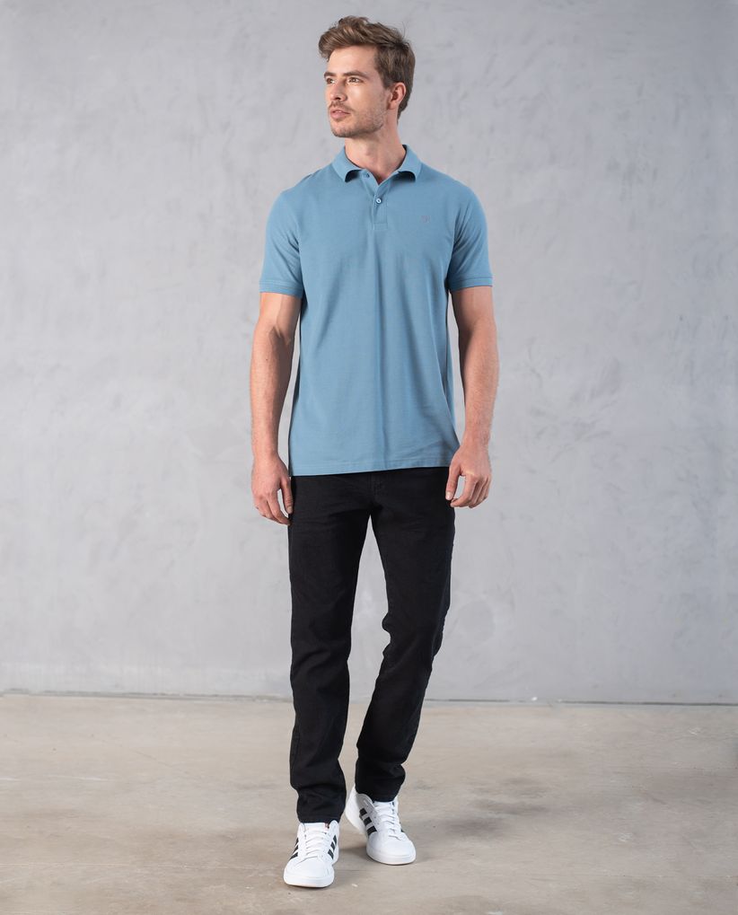 Polo con cuello tejido para hombre