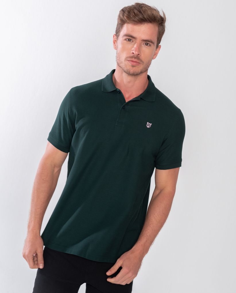 Polo con cuello tejido para hombre