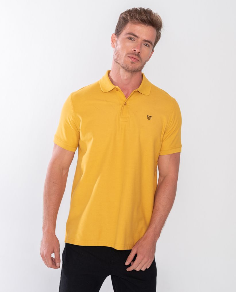 Polo con cuello tejido para hombre