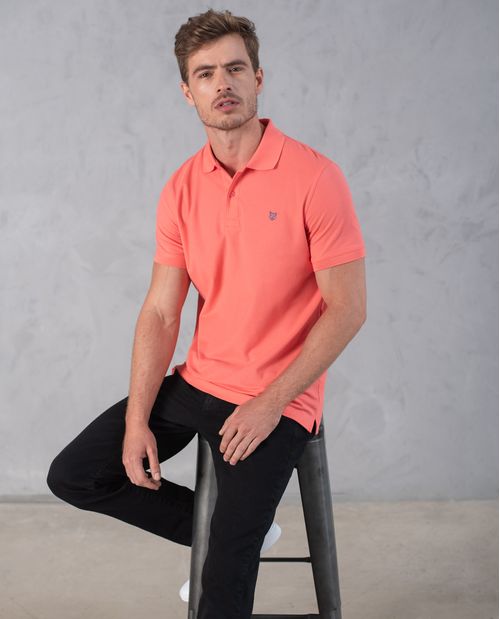 Polo con cuello tejido para hombre
