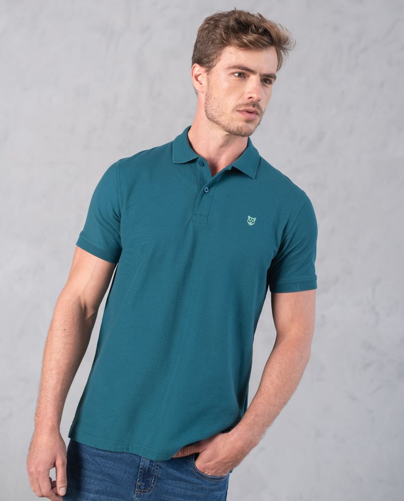 Polo con cuello tejido para hombre