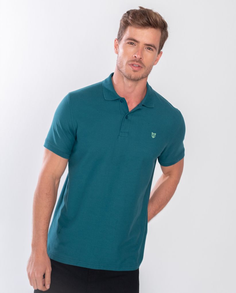 Polo con cuello tejido para hombre