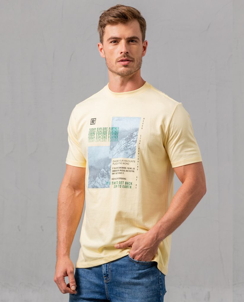 Camiseta estampada de manga corta para hombre