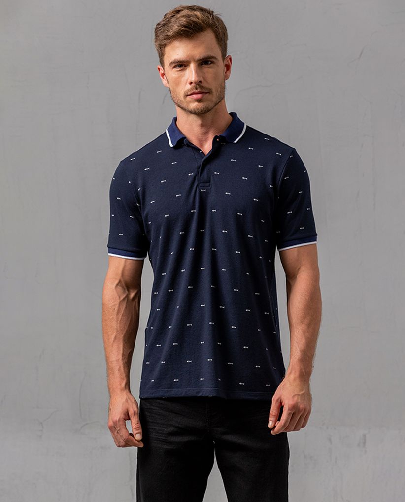 Camiseta polo con mini bordados para hombre