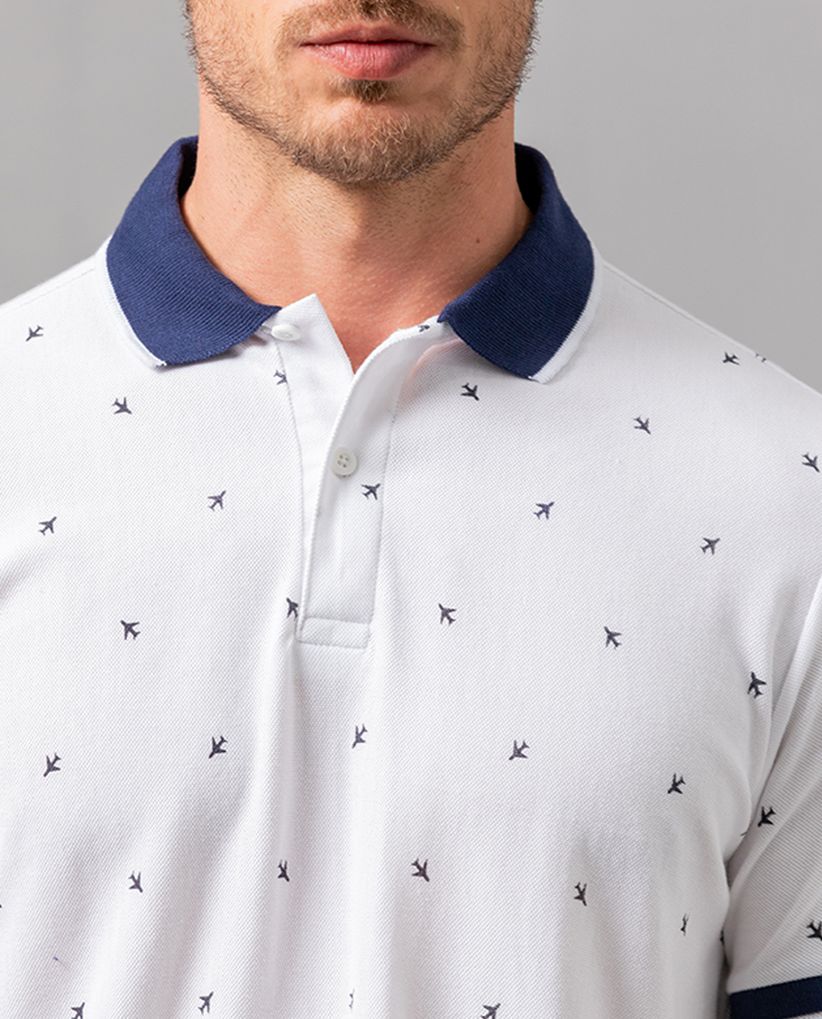 Camiseta polo con mini bordados para hombre