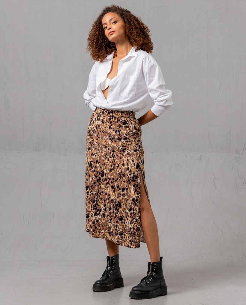 Falda con diseño animal print para mujer