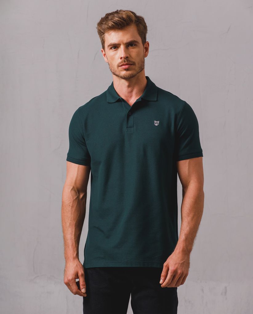 Polo con cuello tejido para hombre