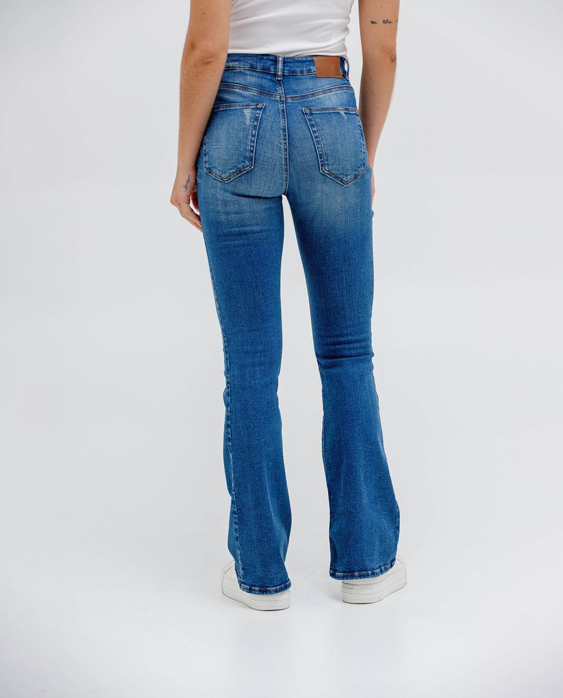 Jean Flare con mini desgastes para mujer